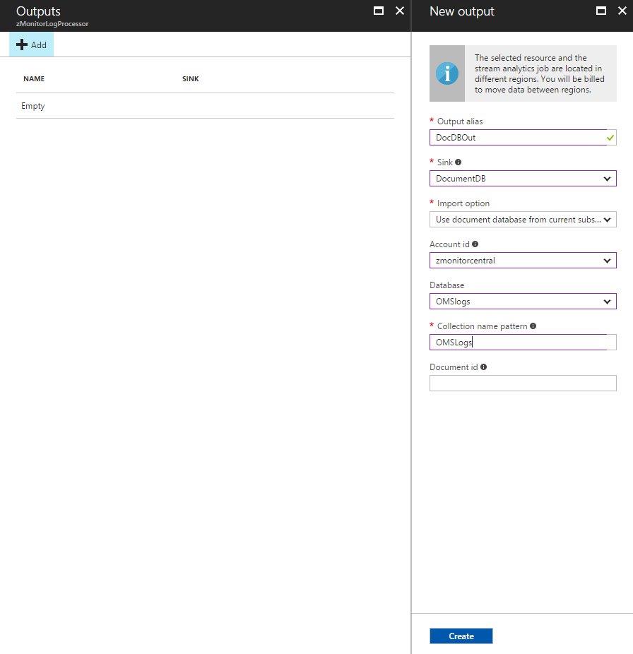 Configure Stream Analytics output