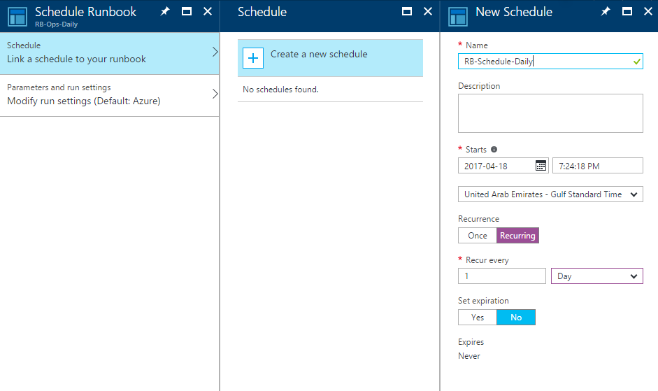 Example: Schedule Daily Runbook