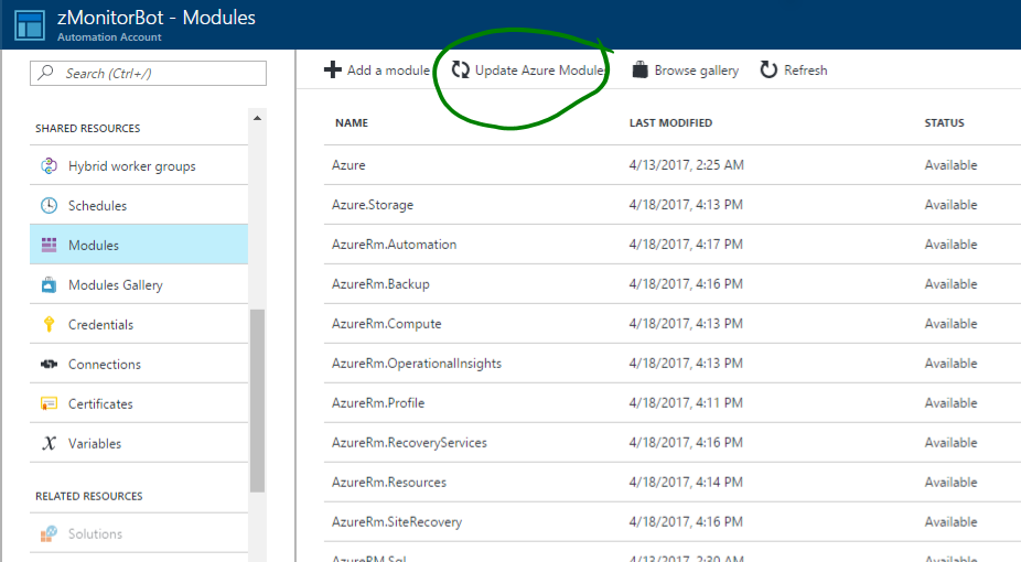 Update Azure Modules