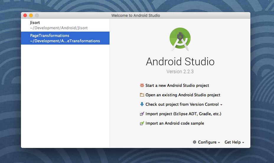 android studio menu