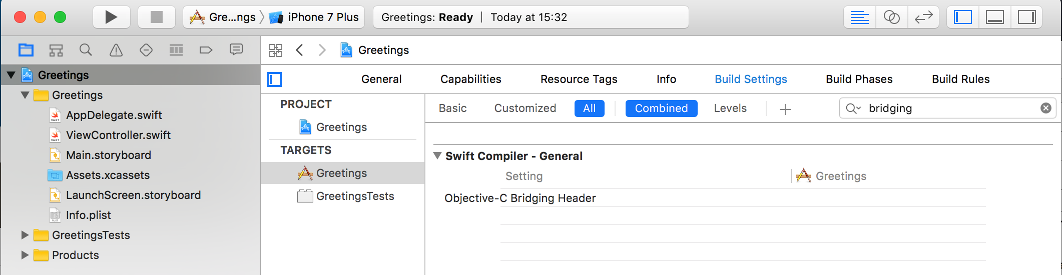 Set bridging header location