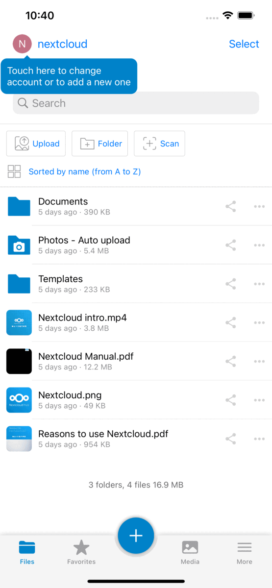 Demo of the Nextcloud iOS files app