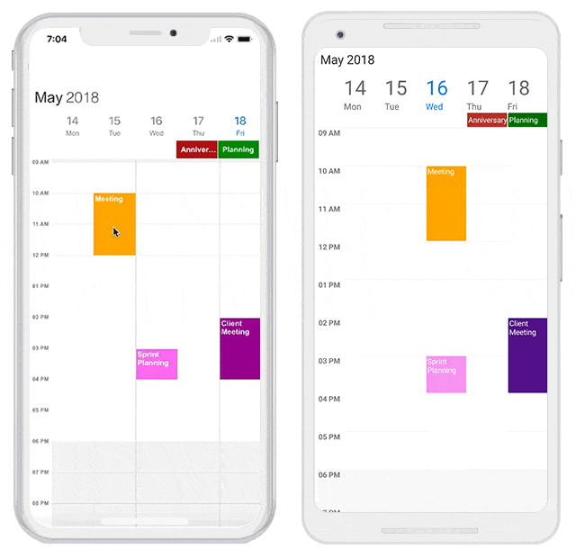 Drag and Drop appointments in schedule Xamarin Forms