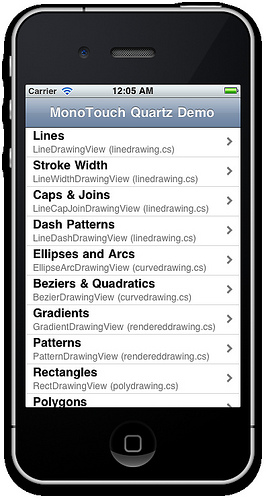 iPhone running Quartz sample one