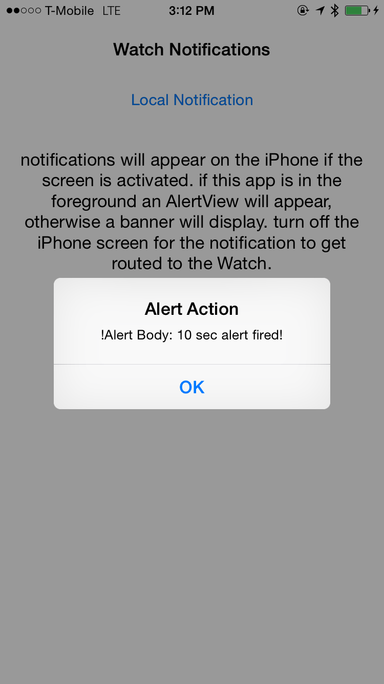 WatchNotifications (WatchKit)  application screenshot