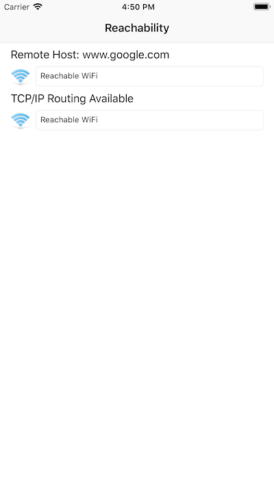 iPhone running Reachability sample