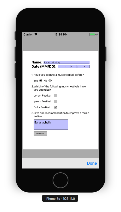 simulator showing editable PDF document