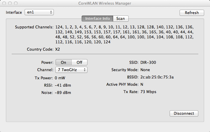 CoreWLANWirelessManager application screenshot